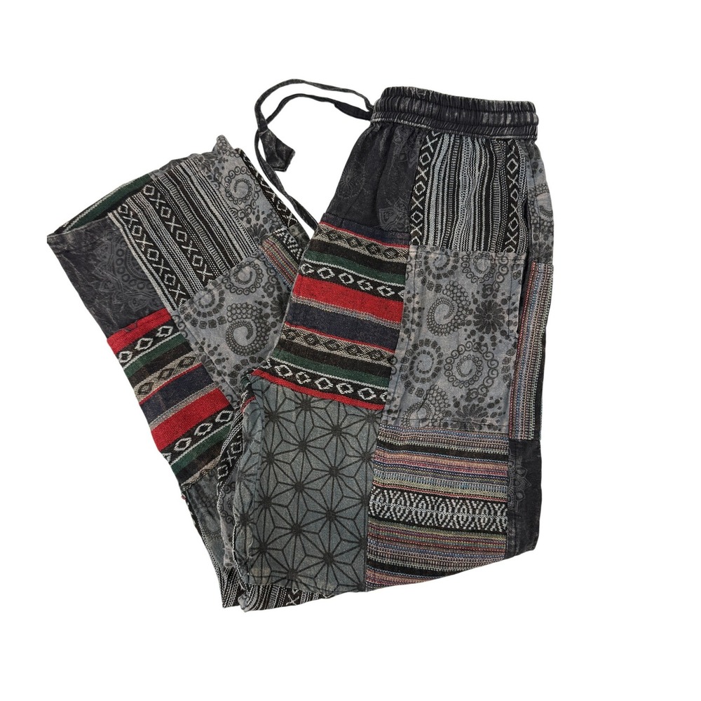 Mexicali Blues Patchwork Harem Hippie Pants Boho Festival Drawstring Gorpcore